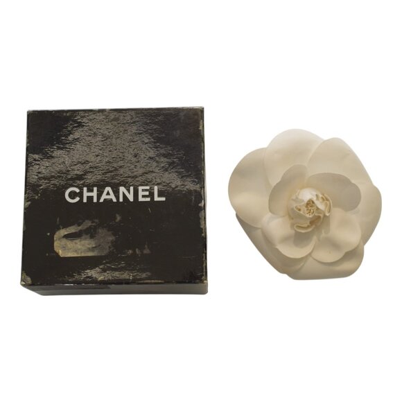 CHANEL Accessories - CHANEL Brooch Corsage White Camellia Flower Pin Vintage Made In France